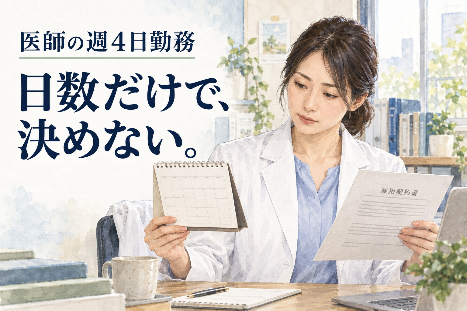 医師 週4日。週の勤務日数だけで決めず、契約上の時間・給与・保険を確かめます。