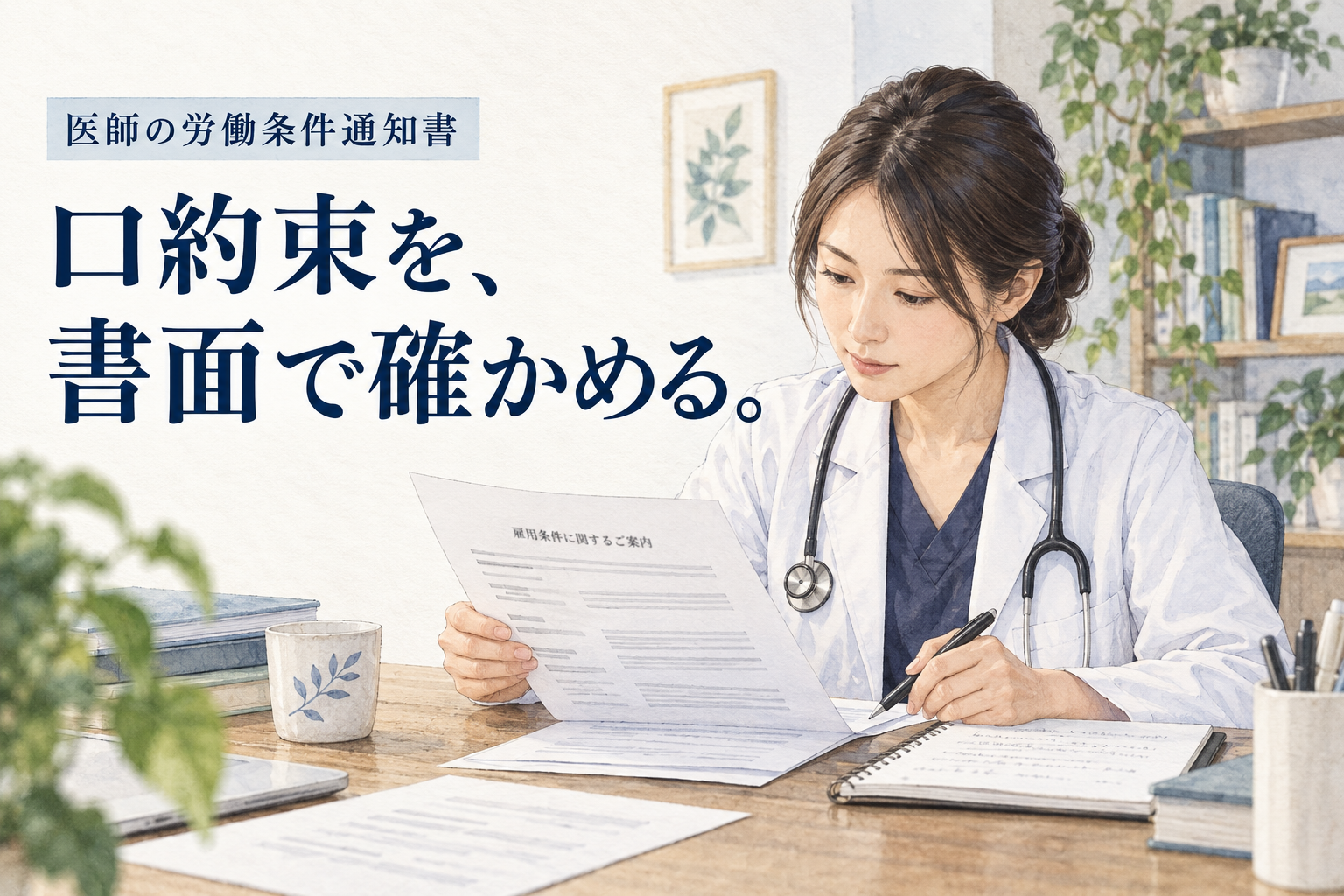 医師 労働条件通知書。募集時の説明と契約時の条件を分け、書面の不明点を確認します。